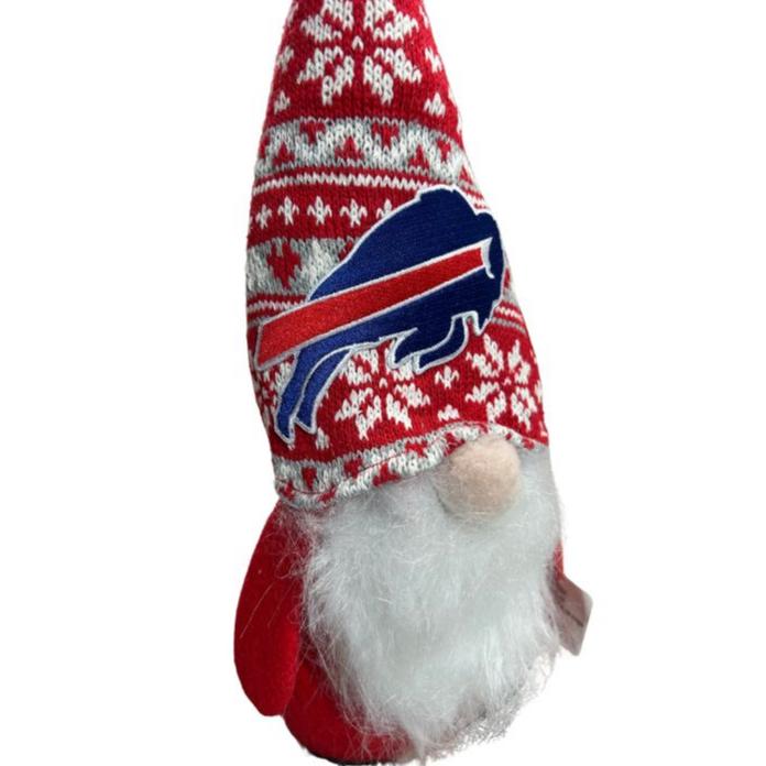 Bills 13" Plush Lucky Gnome close up of hat with bills logo. Little Gift Nook.