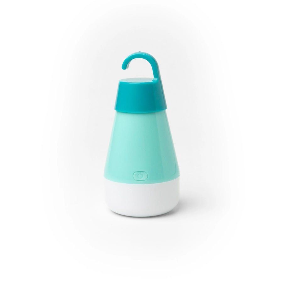 Blue mini hanging battery operated light up light. Different settings with different colors. Hook at top for hanging.