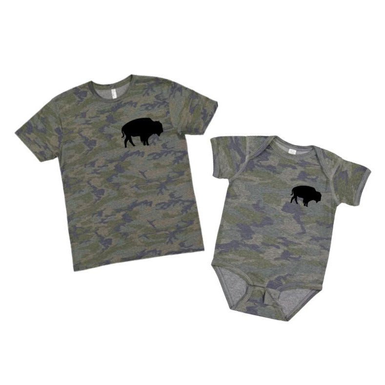 Boys Distressed Camo Buffalo Tshirt and onesies. 716 pride. - Little Gift Nook