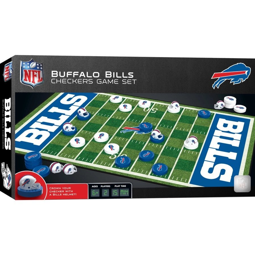 Buffalo Bills Checkers Board Game. Comes in box. Crown your checker with a Bills helmet! - Little Gift Nook