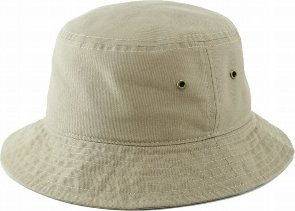 Child Tan Bucket Hat close up view. Fits kids 6 years and up.- Little Gift Nook