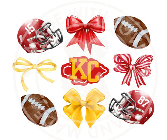Kansas City Football and Bows PNG  image download coquette - Little Gift Nook