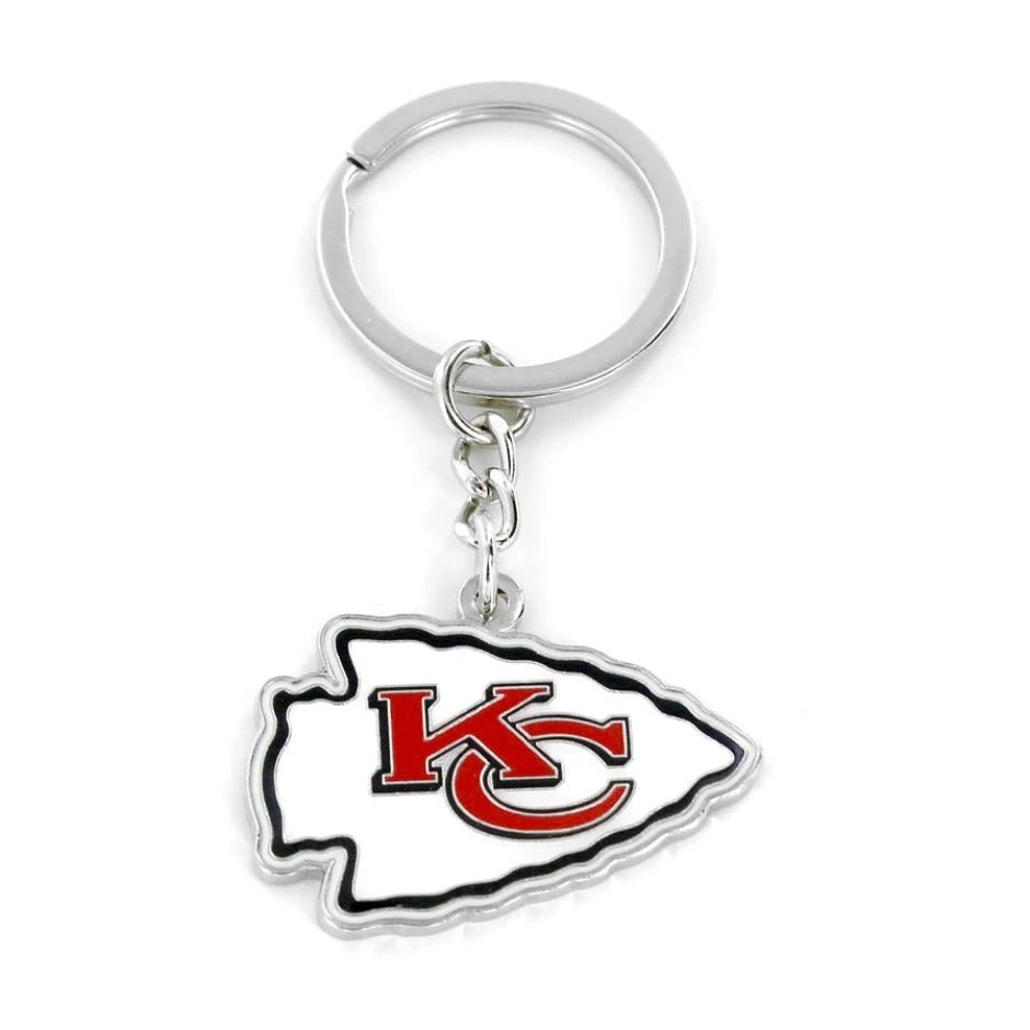 NFL Kansas City Chiefs Logo Keychain. Metal with white and red logo. - Little Gift Nook