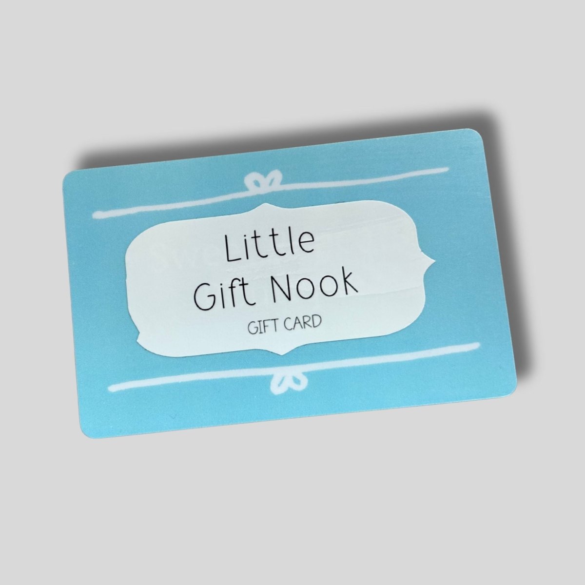 Little Gift Nook Gift Card on gray background- Little Gift Nook
