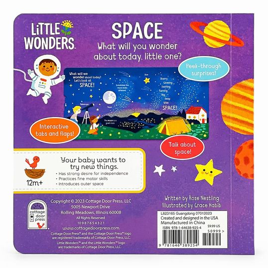 Little Wonders Space Interactive Board Book - Little Gift Nook