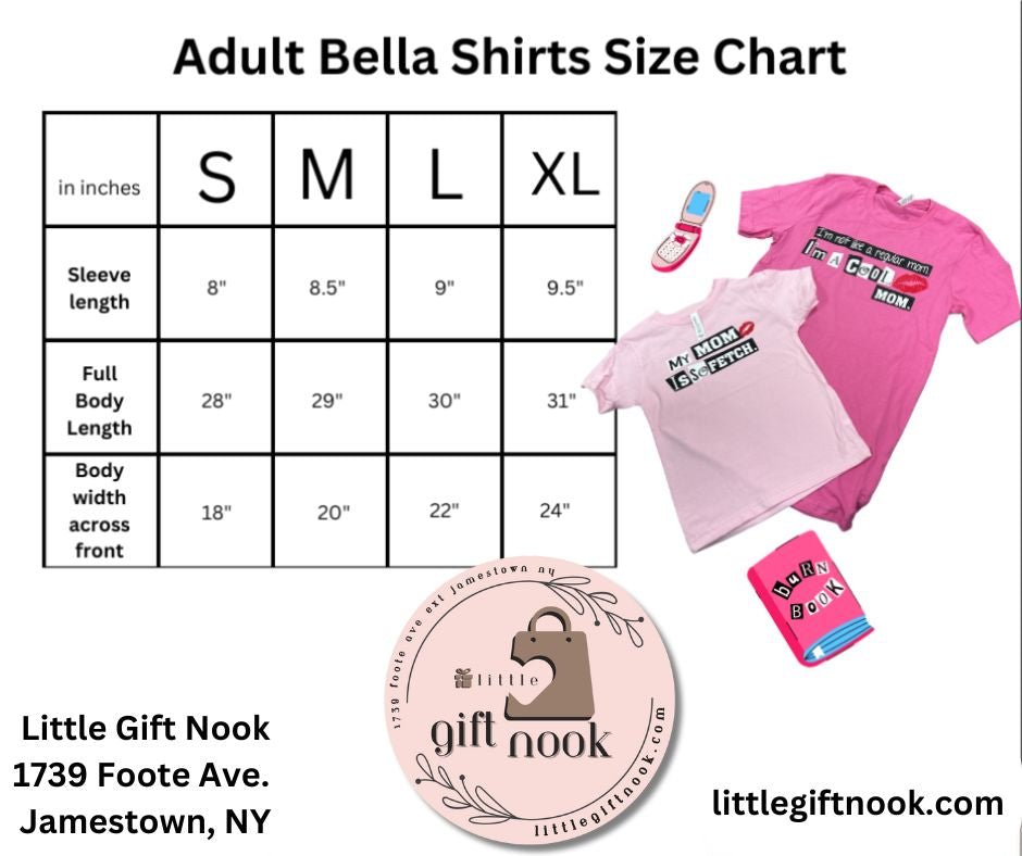 Pink I'm a Cool Mom Tshirt. Mom shirt side chart. - Little Gift Nook