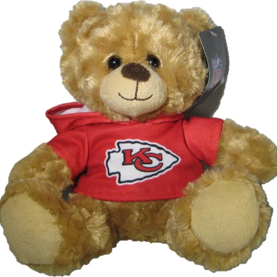 NFL Kansas City Chiefs 9" Rally Man Hoodie Teddy Bear. Hoodie is removable from bear. Buy blank or personalize it with player name, child name, and jersey number.- Little Gift Nook