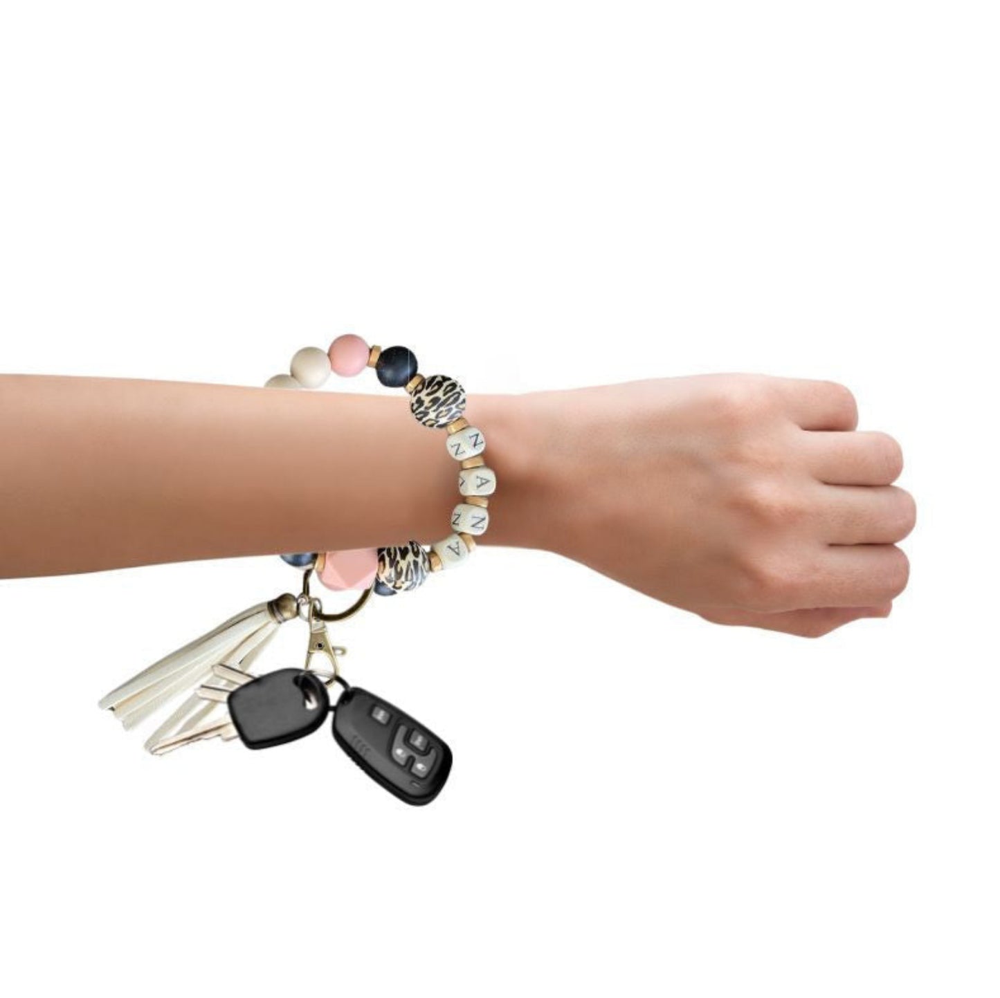 Nana beaded keychain wristlet. Silicone beaded stretchy keychain. Little Gift Nook.