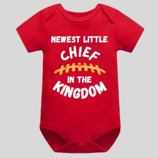 Newest little Chief in the Kingdom png image on red onesie - Little Gift Nook