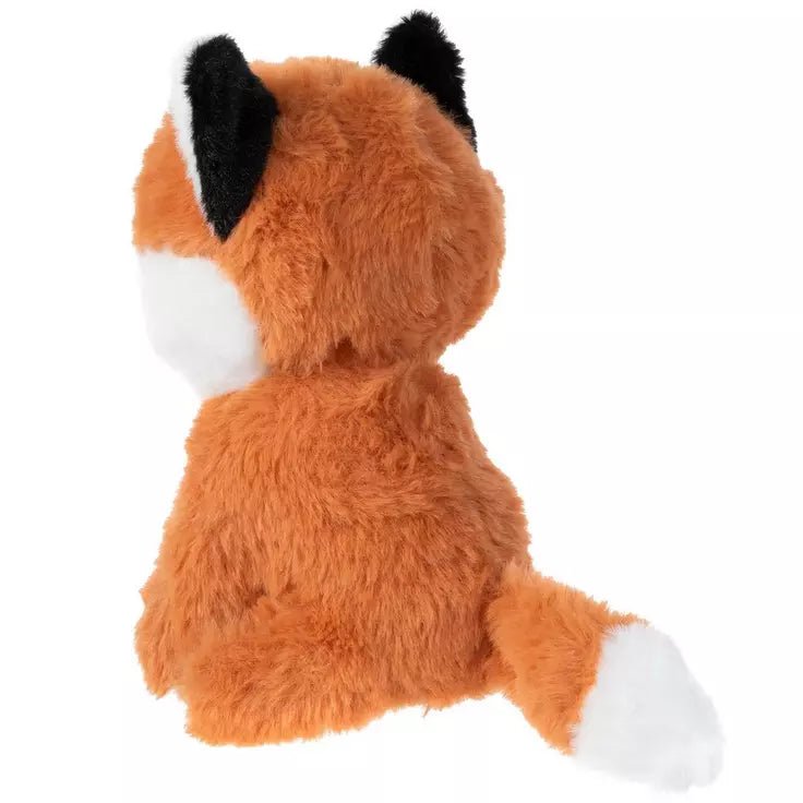 Orange Fluffy Soft Fox Plush. back side of push fox. Measures 8" Tall. Ages 3 and up. Little Gift Nook.