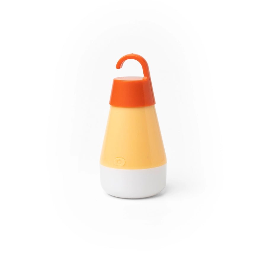 Yellow Orange mini hanging battery operated light up light. Different settings with different colors. Hook at top for hanging.