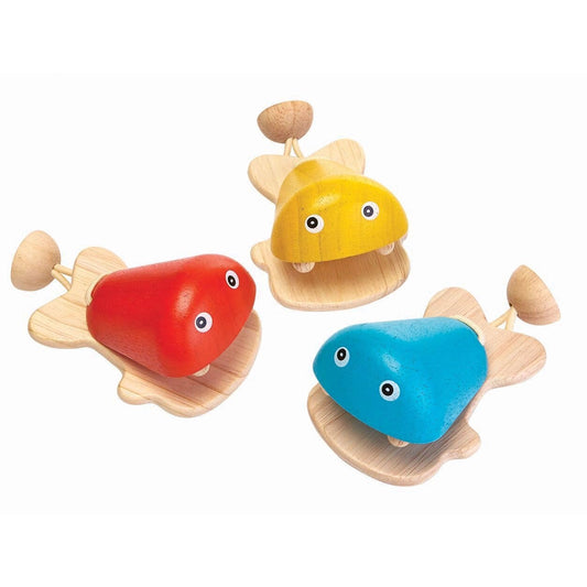 Plan Toys Yellow Fish Castanet Percussion Instrument. Wooden Montessori baby toy. - Little Gift Nook