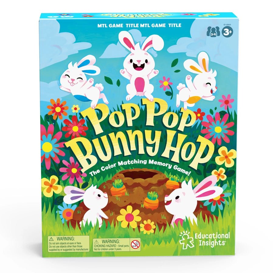 Pop Pop Bunny Hop Game. Box front cover. - Little Gift Nook