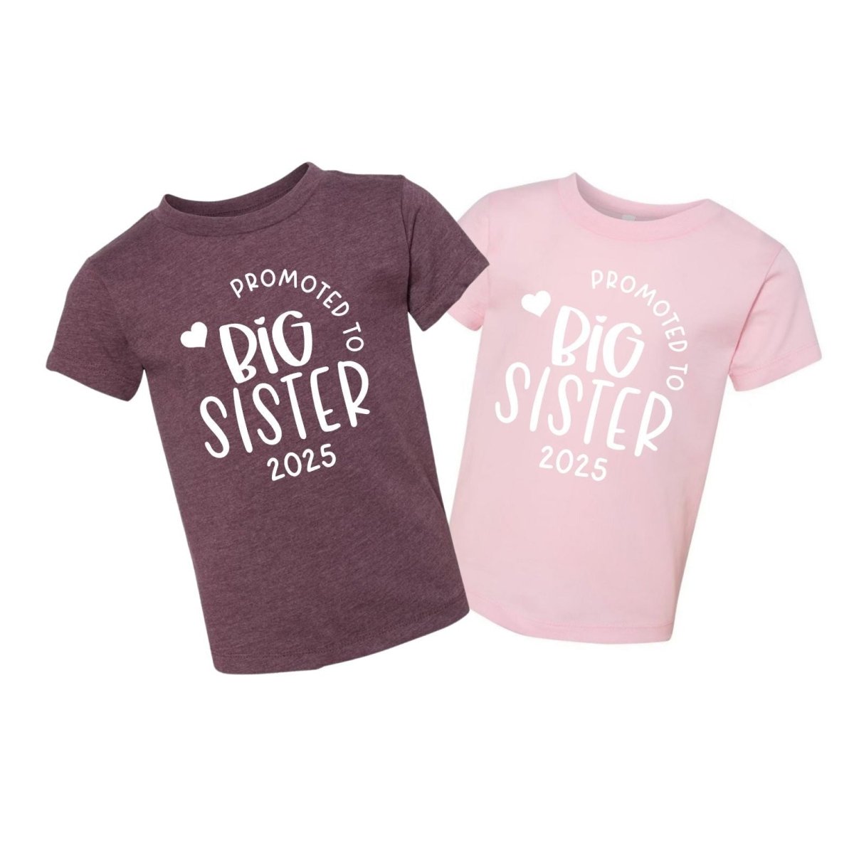 Promoted to Big Sister Purple or pink Tshirt - Kids short sleeve tshirt with white lettering on front. Little Gift Nook