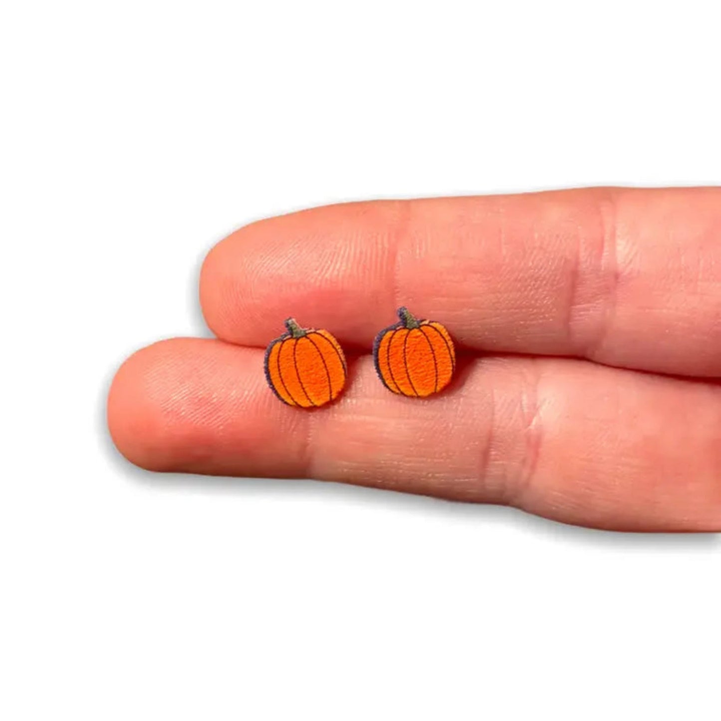 Pumpkin Earrings. Little Studs. Nickle free stainless steel.- Little Gift Nook