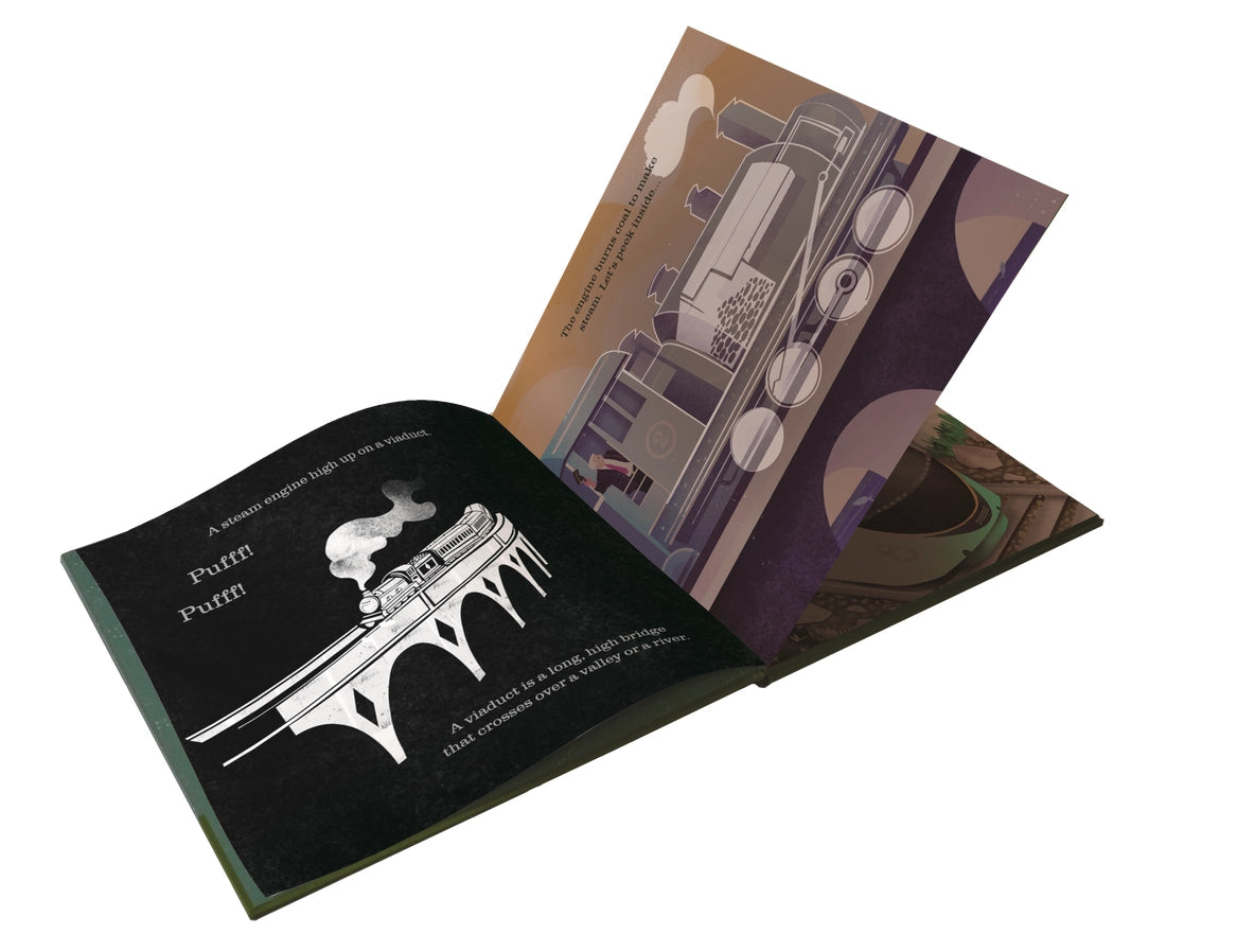 Shine-A-Light: On the Train Book - shine a flashlight behind pages to reveal images - Little Gift Nook