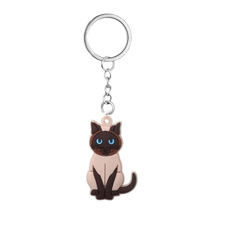 Siamese Cat Kitty Plastic Keychain - Little Gift Nook