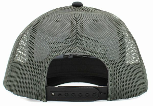 USA Flag Fish Patch Mens Hat back view. Adjustable back. Black and gray color hat with mesh cap. Embroidered - Little Gift Nook