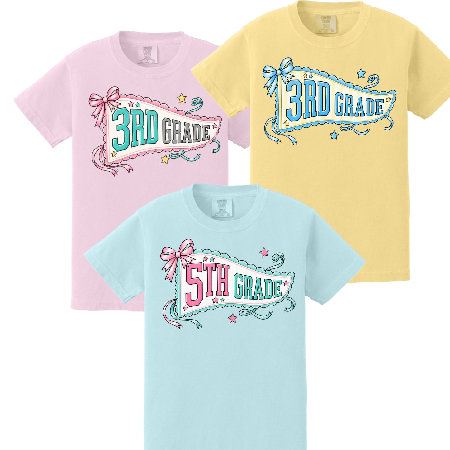 Back to School Ribbon Flag Grade T-shirts