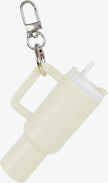 Mini Stanley inspired Tumbler Keychain in white.