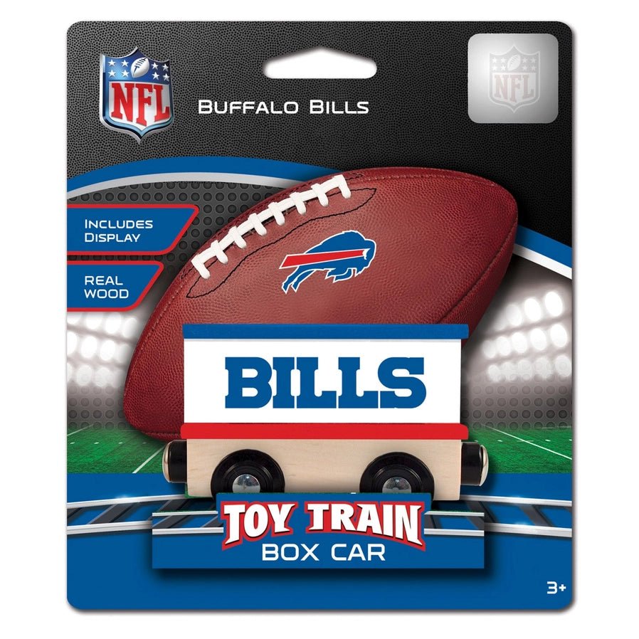 Buffalo Bills Toy Train Box Car in package wooden train box car with bills logos - Little Gift Nook