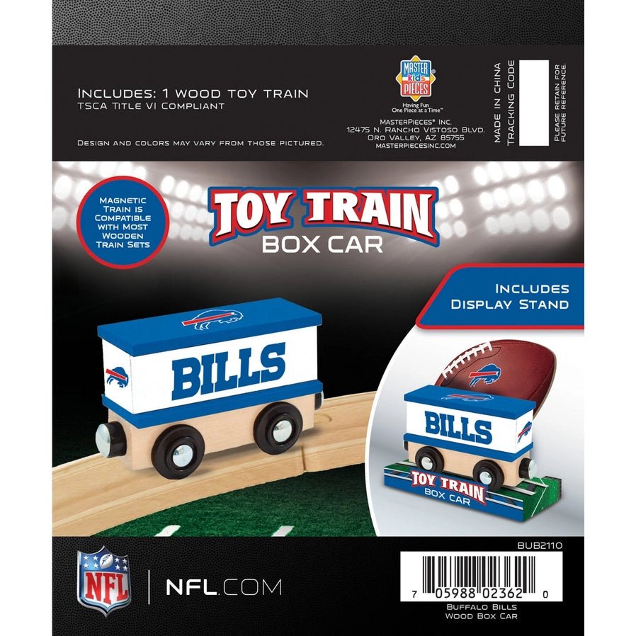 Buffalo Bills Toy Train Box Car wooden car with magnetic ends on wooden track - Little Gift Nook