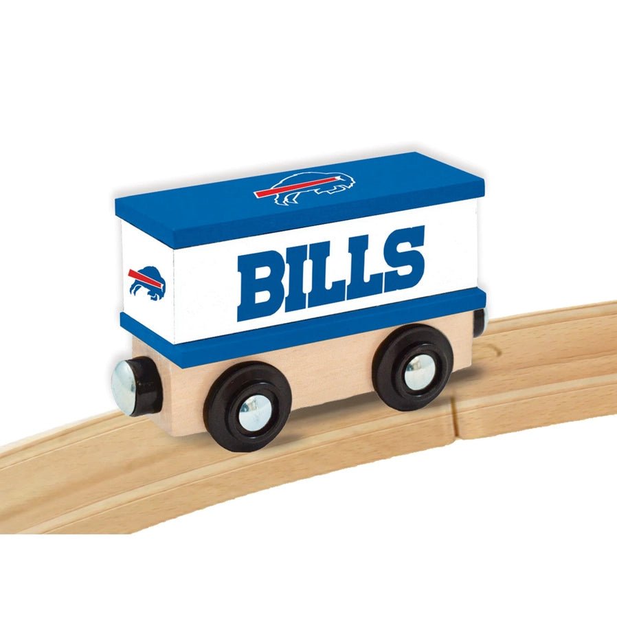 Buffalo Bills Toy Train Box Car blue white red bills logo wooden magnetic box car toy on wooden track - Little Gift Nook