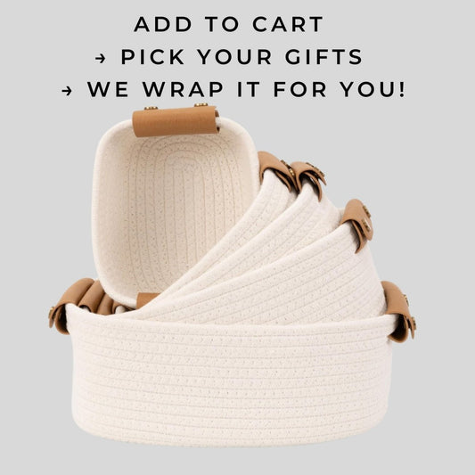 5 creme rope baskets gift baskets - gift wrapping service - Little Gift Nook