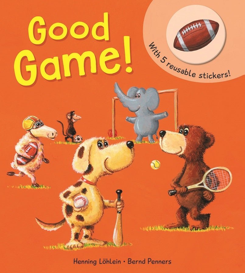 Good Game! Sports Reusable Sticker Board Book cover with all animals and their sports. - Little Gift Nook