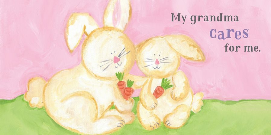 Grandma Loves Me Board book inside with 2 bunnies. - Little Gift Nook