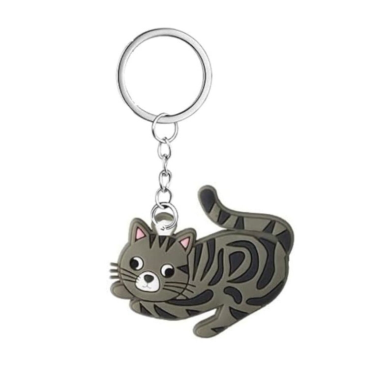 Gray Cat Kitty Plastic Keychain - Little Gift Nook