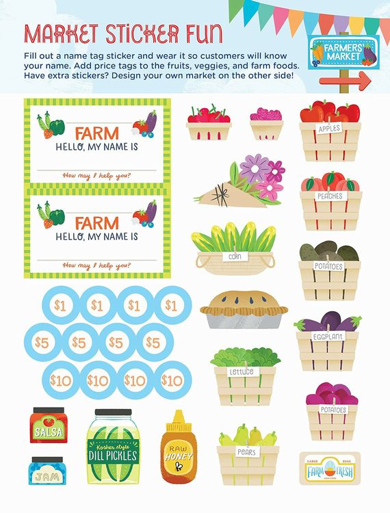 I Want to be a Farmer Activity Book produce sticker page.