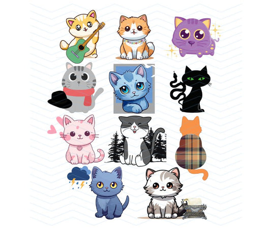 In my Cat Era albums 11 different cats each per era themed png download - Little Gift Nook