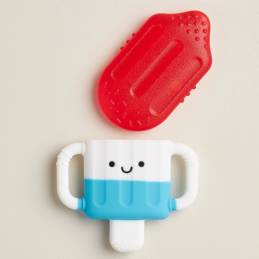 red white and blue Itzy Cool Cold Baby Teether hero pop shaped like Popsicle - liittle gift nook