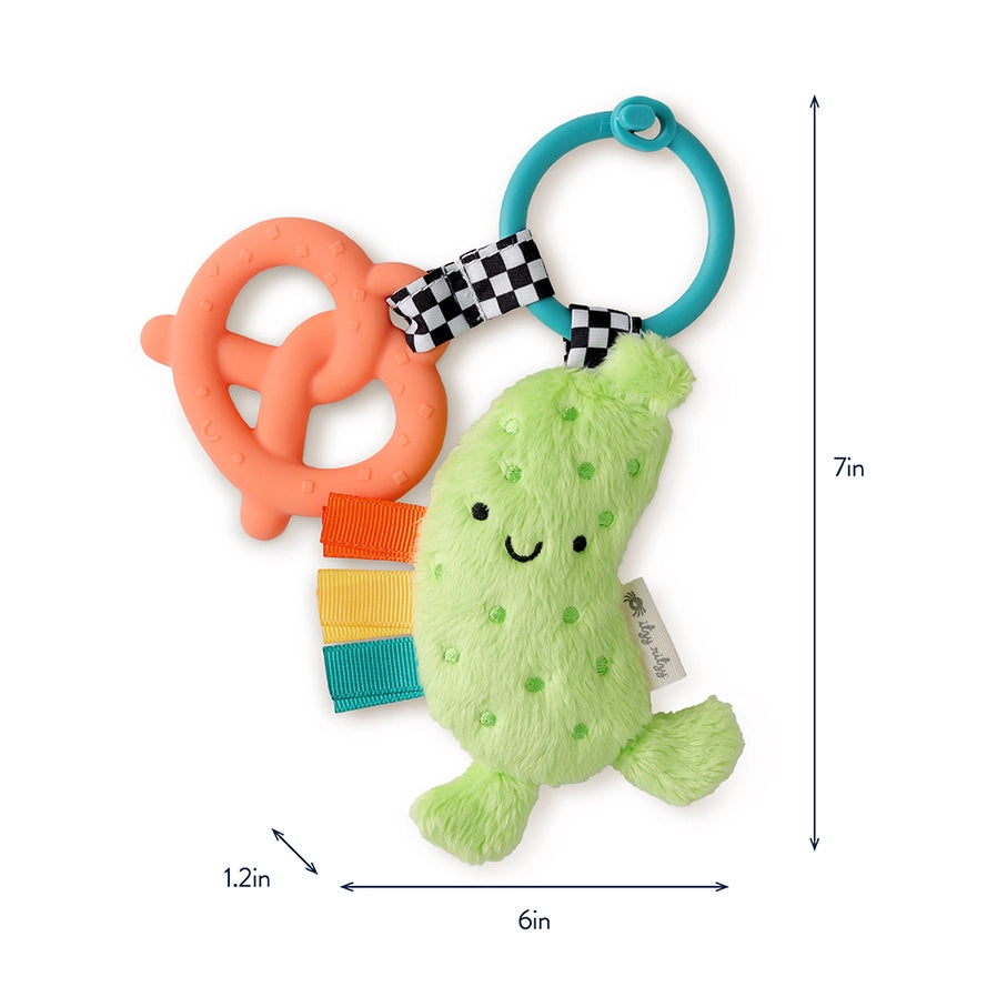 Itzy Pal Parker the Pickle Teether Toy - soft plush green pickle 7 inches tall and 6 inches wide with teether attached - Little Gift Nook