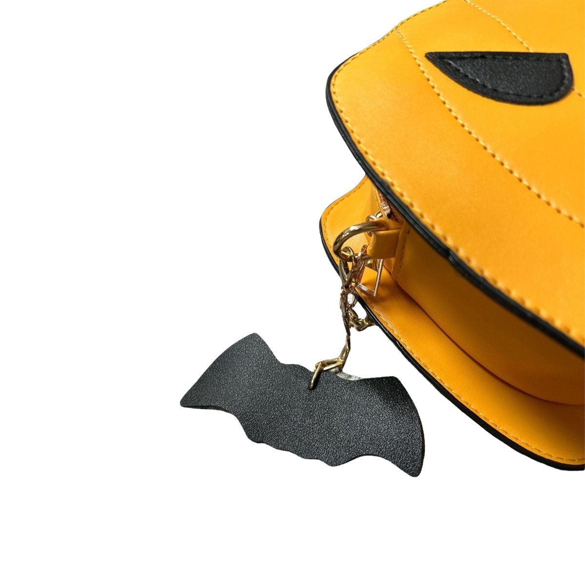 Jack-O-Lantern Pumpkin Purse black bat charm that un-clips from the side. - Little Gift Nook
