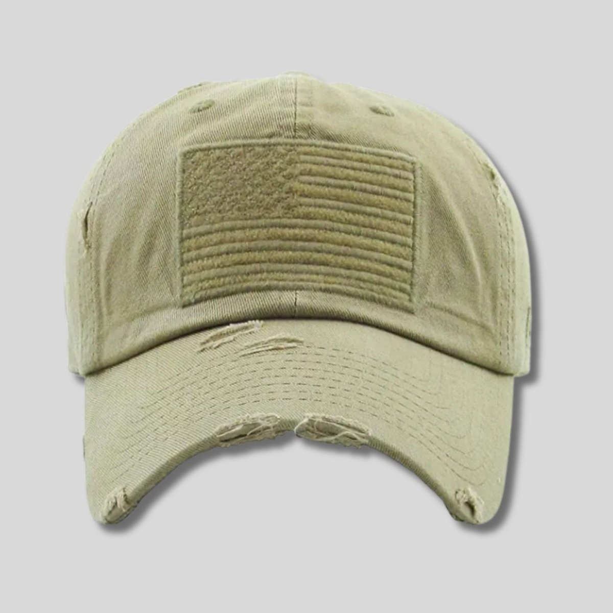 American Flag Adult Khaki Tan Vintage Patch Baseball Hat