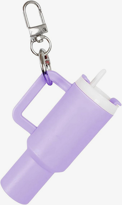 Mini Stanley inspired Tumbler Keychain in lavender purple.