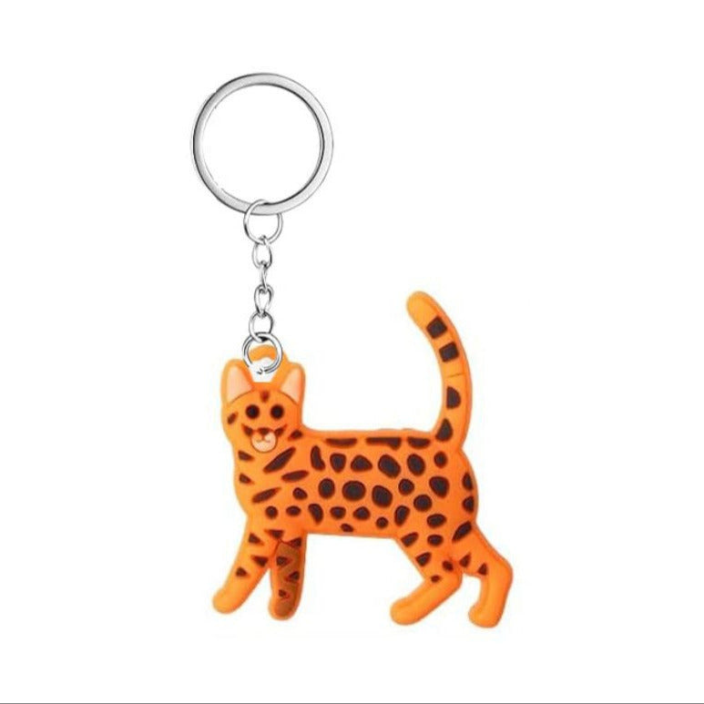 Leopard cat kitty plastic keychain. Little Gift Nook.