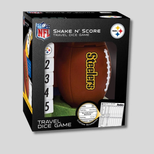NFL Pittsburgh Steelers Shake n Score Dice Game Travel Game in box on white background. - Little Gift Nook