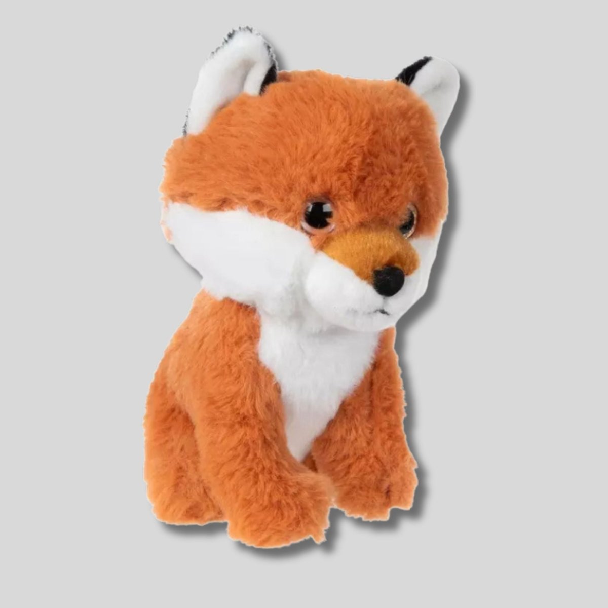 Orange Fluffy Soft Fox Plush. Measures 8" Tall. Ages 3 and up. Little Gift Nook.