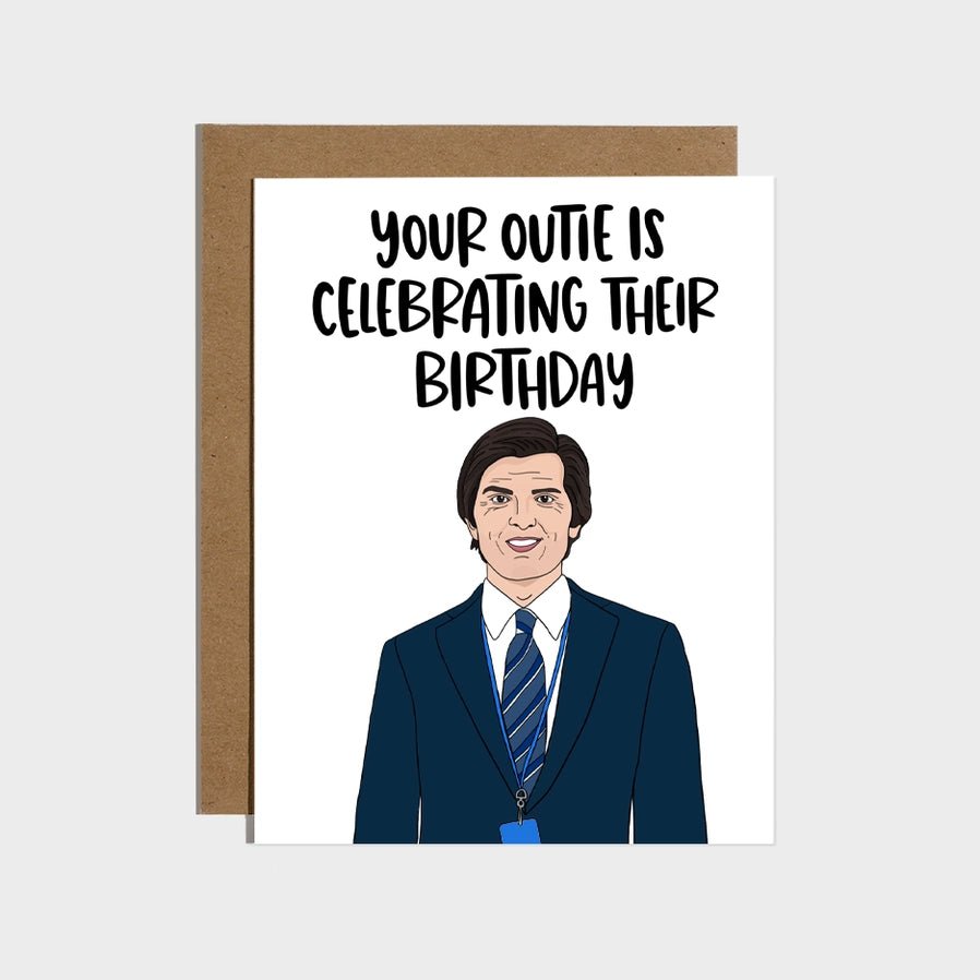 Outie Is Celebrating Their Birthday Card greeting card blank inside with brown paper envelope - Little Gift Nook