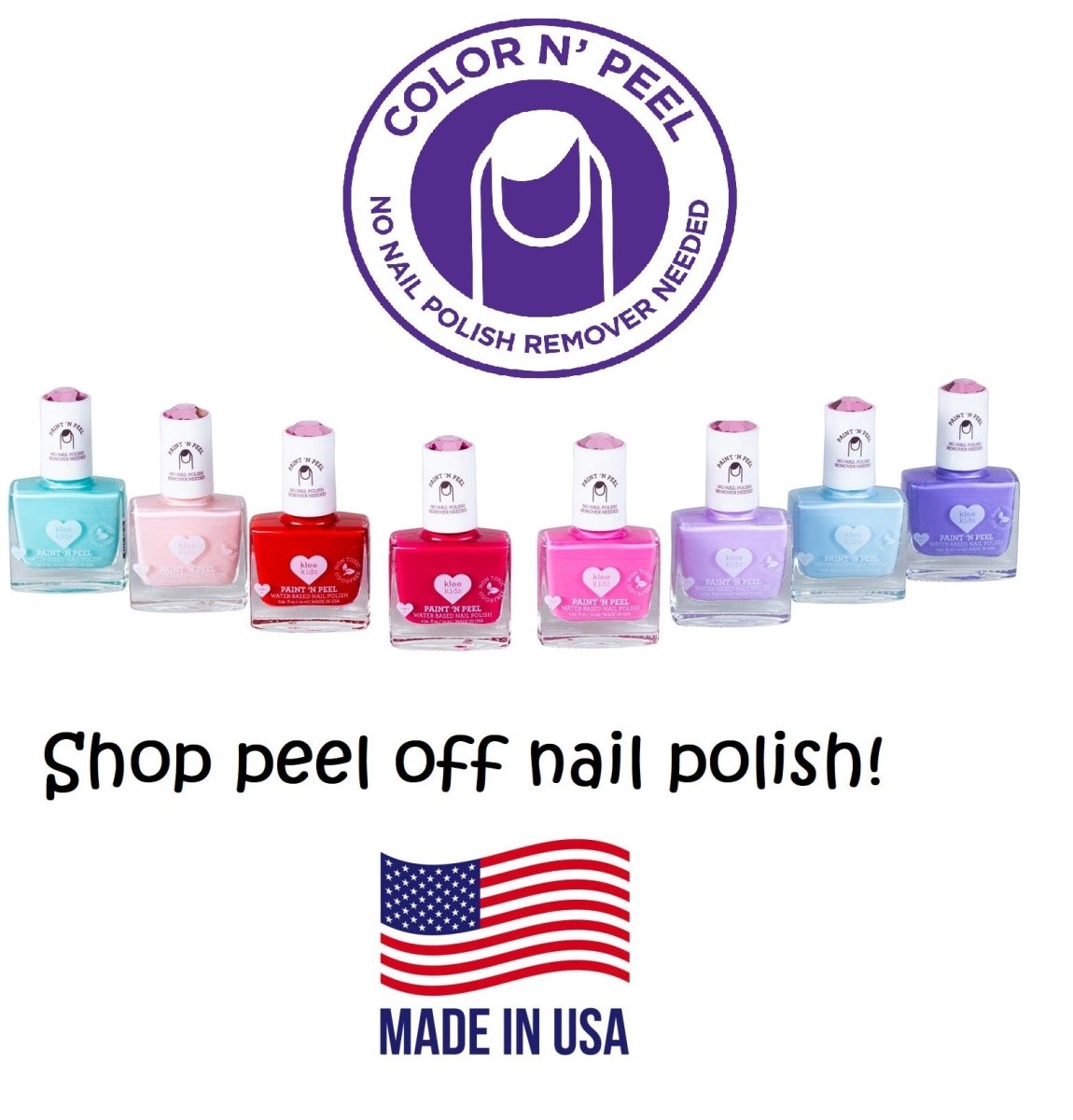 Klee Naturals Peel-Off Nail Polish – Jackson Pink and other colors - made in USA - Little Gift Nook
