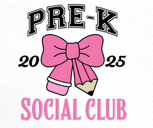 black pink Pre-K Social Club pencil bow coquette digital image. Little Gift Nook
