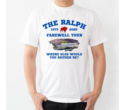 The Ralph Farewell Tour Buffalo Football T-Shirt in white front of shirt - Little Gift Nook