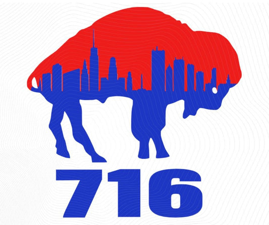 Buffalo Skyline Red & Blue city skyline 716 digital image with watermark. Little Gift Nook