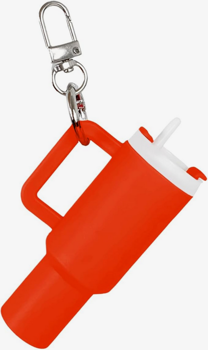 Mini Stanley inspired Tumbler Keychain in red.