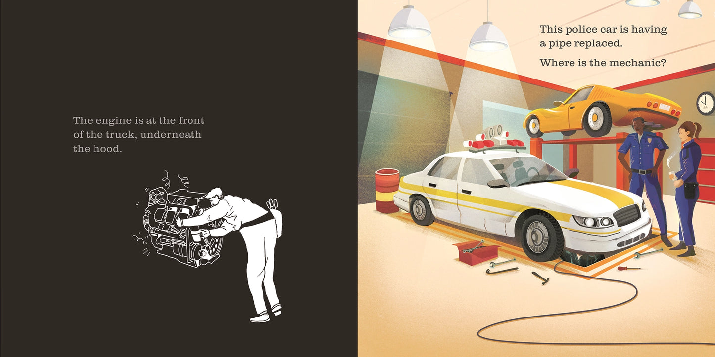 Shine-A-Light: At the Garage Book mechanic working on engine shine a light behind page to see inside - Little Gift Nook