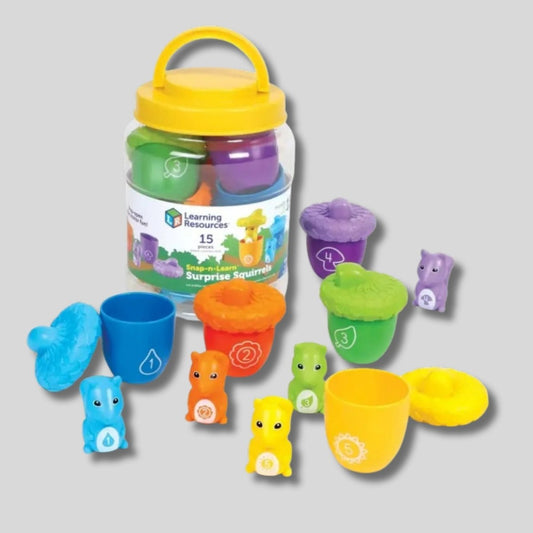 Learning Resources snap n learn surprise squirrels educational toys in 5 colors and tub. Little Gift Nook