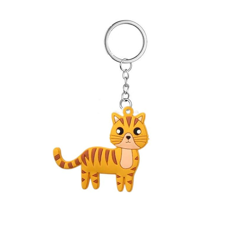Striped Cat Kitty Plastic Keychain - Little Gift Nook
